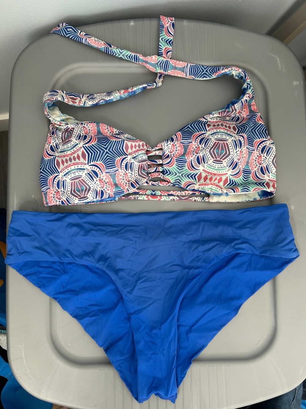Roxy Blue & Multi-Color Pattern Bikini Set